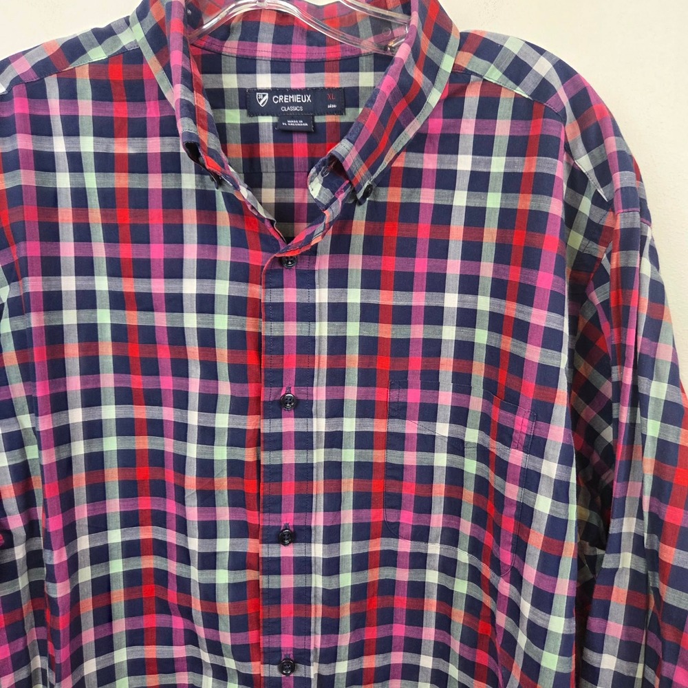 Cremieux Classics Mens XL Long Sleeve Button Down Shirt Multi-Color Check